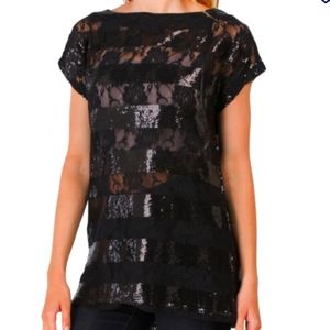 NWT Vertigo Sequin And Lace Top Large